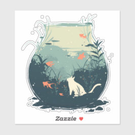 Pegatina Un capo blanco caprichoso atrapado dentro de una p