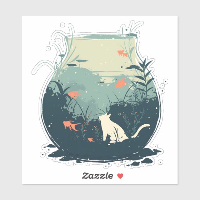 Pegatina Un capo blanco caprichoso atrapado dentro de una p (Hoja)