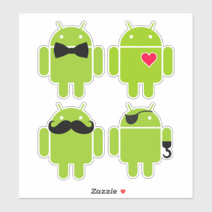 Pegatina Un conjunto de 4 robots Android