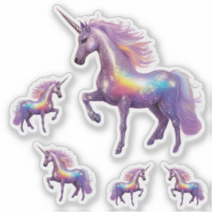 Pegatina Un conjunto de cinco Purpurinas de arcoiris de pla
