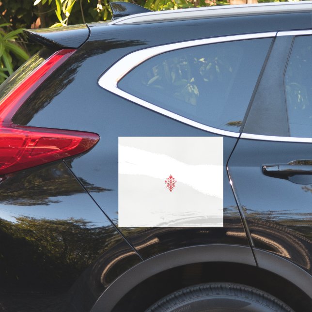 Pegatina un dibujo de una flor roja y hojas sobre un ba bla (Lado del coche)