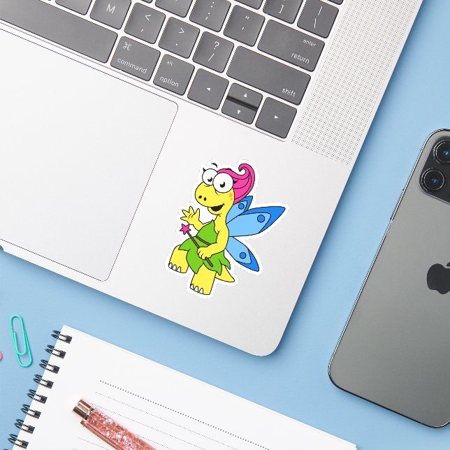 Pegatina Un dinosaurio de Fairysaur Personalizado. (Ordenado portátil con iPhone)