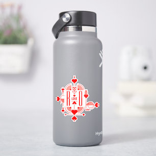 Pegatina Un diseño de monograma inicial moderno y romántico