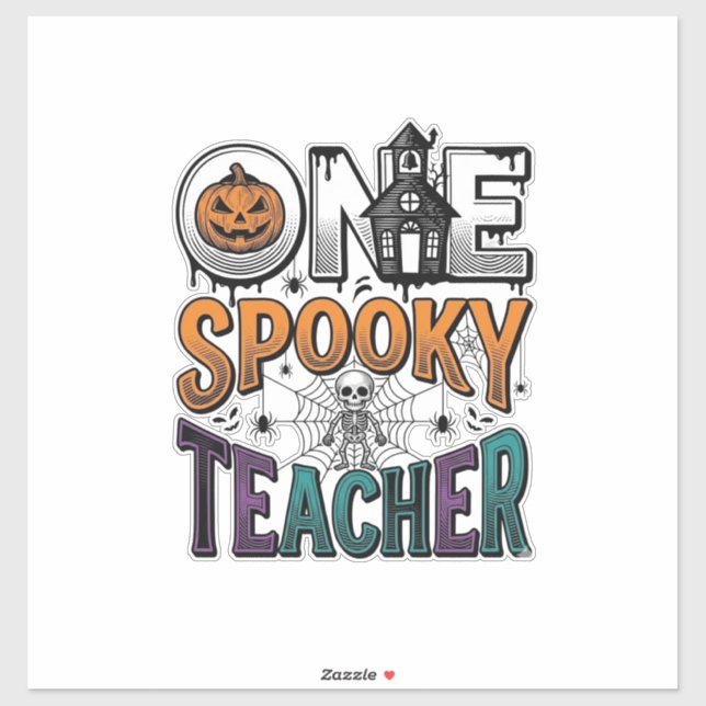 Pegatina Un diseño de vector de Halloween de un profesor es (Hoja)