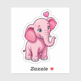 Pegatina Un elefante pequeño y rosado con amor