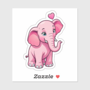 Pegatina Un elefante pequeño y rosado con amor