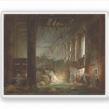 Un ermitaño rezando en las ruinas de un templo rom