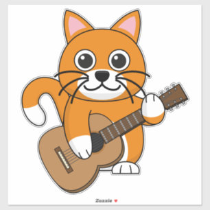 Pegatina Un gato blanco Naranja lindo tocando Personalizado