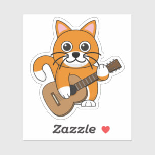 Pegatina Un gato blanco Naranja lindo tocando Personalizado
