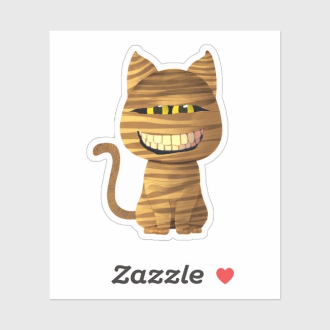 Pegatina Un gato momia con una sonrisa enorme (Hoja)