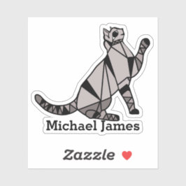 Pegatina Un gato negro lindo animal moderno Añadir nombre