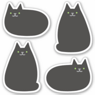 Pegatina Un gato negro redondo y lindo
