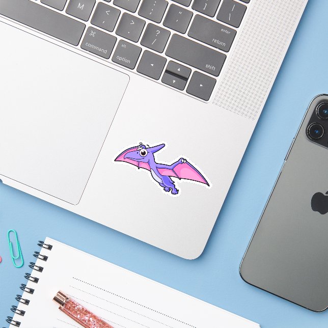 Pegatina Un Ilustracion Agradable De Un Pterodáctilo Volado (Ordenado portátil con iPhone)