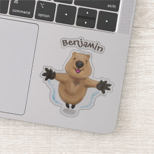 Pegatina Un ilustracion personalizado de quokka saltando al