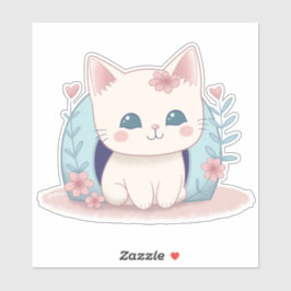 Pegatina Un Kitty lindo y feliz con un nuevo hogar