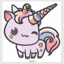 Pegatina Un lindo unicornio kawaii