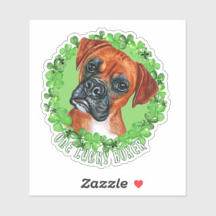 Pegatina Un Lucky Boxer Funny St. Patrick Dog