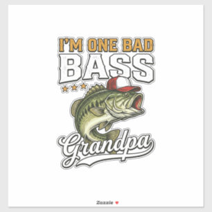 Pegatina Un mal diseño vectorial vintage de pesca de lubina