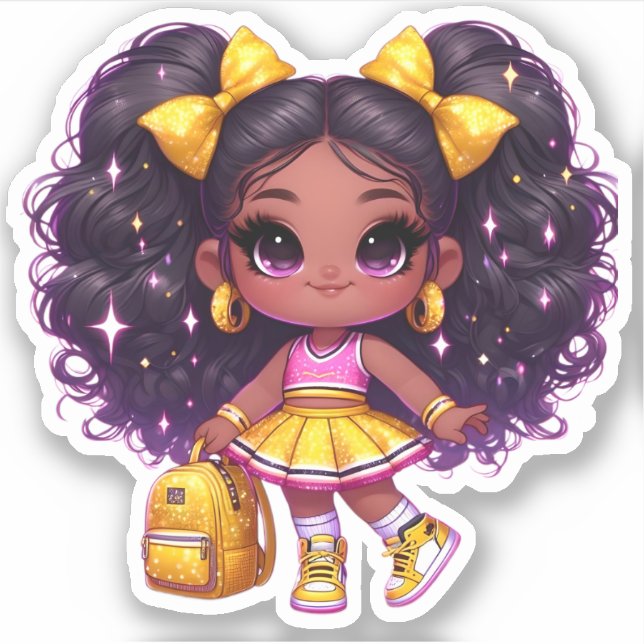 Pegatina Un miembro de equipo animado - Amarillo (Anverso)