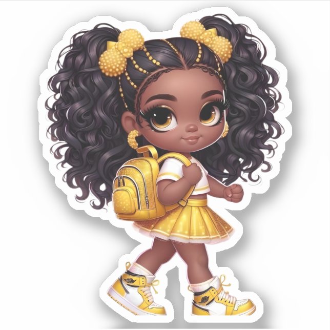 Pegatina Un miembro de equipo animado - Amarillo (Anverso)