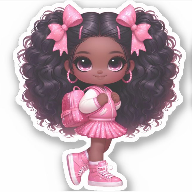 Pegatina Un miembro de equipo animado - Rosa (Anverso)