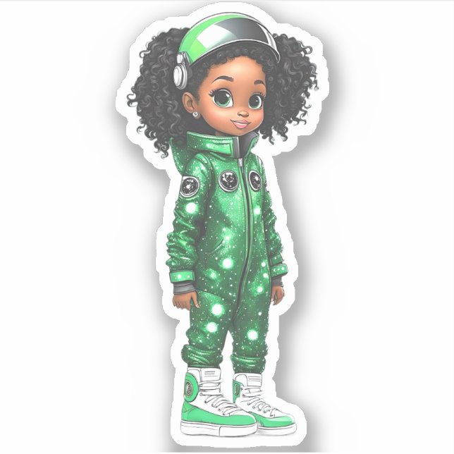 Pegatina Un miembro del equipo de astronautas - Verde (Anverso)