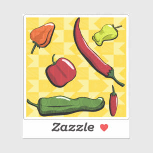 Pegatina Un mundo de pimientos infantiles contorna a Pegati