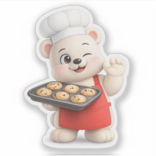 Pegatina Un oso lindo con una galleta.