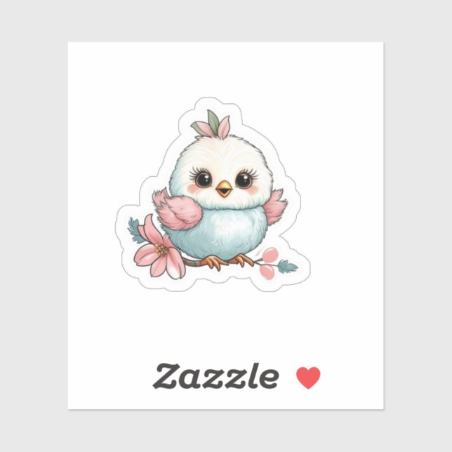 Pegatina Un pájaro pequeño en una rama (Hoja)