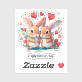 Pegatina Un par de divertidos conejos acuarelas