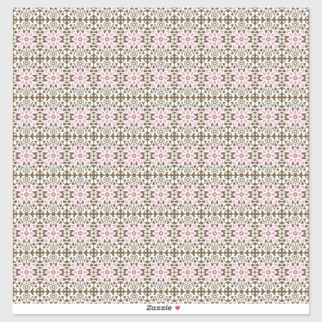 Pegatina un patrón rosa y marrón sobre un fondo blanco (Hoja)