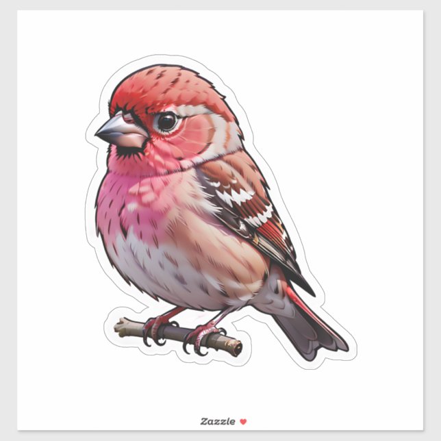 Pegatina Un pequeño pájaro rojo (Hoja)