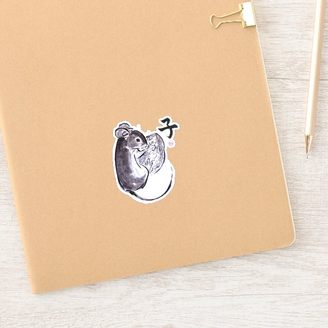 Pegatina Un ratón con una pintura de tinta de suma de tuerc (Cuaderno)