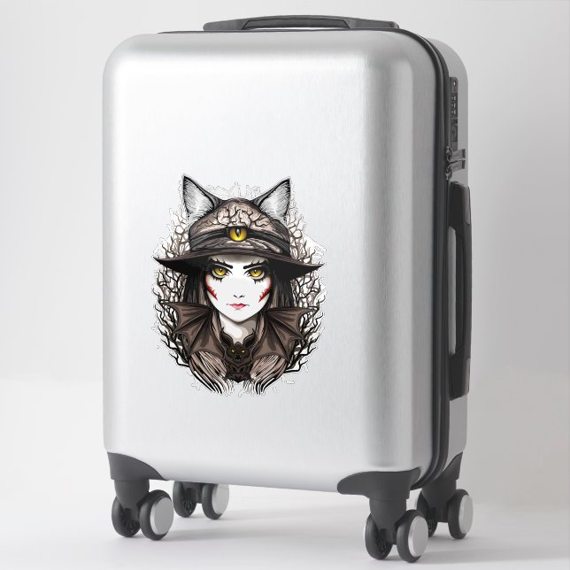 Pegatina Un retrato cursi de bruja de Gato de Brujas Hallow (Maleta)