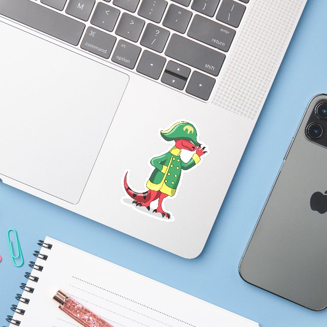 Pegatina Un Rex De Tyrannosaur Personalizado Vestido Como N (Ordenado portátil con iPhone)