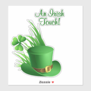 Pegatina Un toque irlandés sombrero de duende trébol en hie