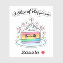 Pegatina Un trozo de pastel kawaii adorable