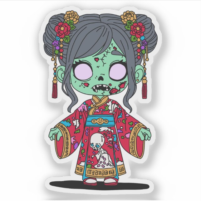 Pegatina Un zombi chino (Anverso)
