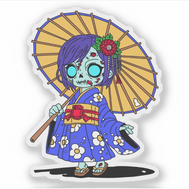 Pegatina Un zombi japonés lindo (Anverso)