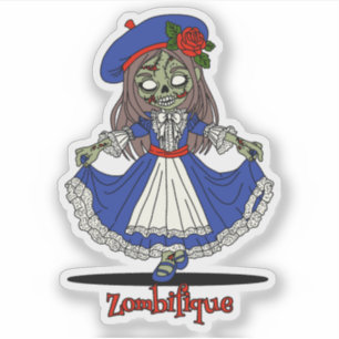 Pegatina Un Zombie francés lindo