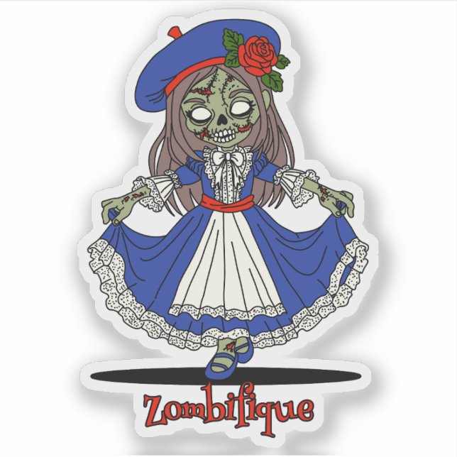 Pegatina Un Zombie francés lindo (Anverso)