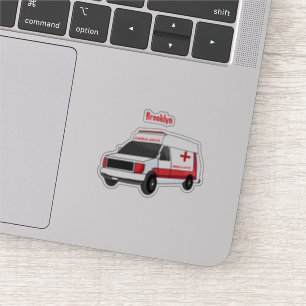 Pegatina Una ambulancia roja curada van personalizado