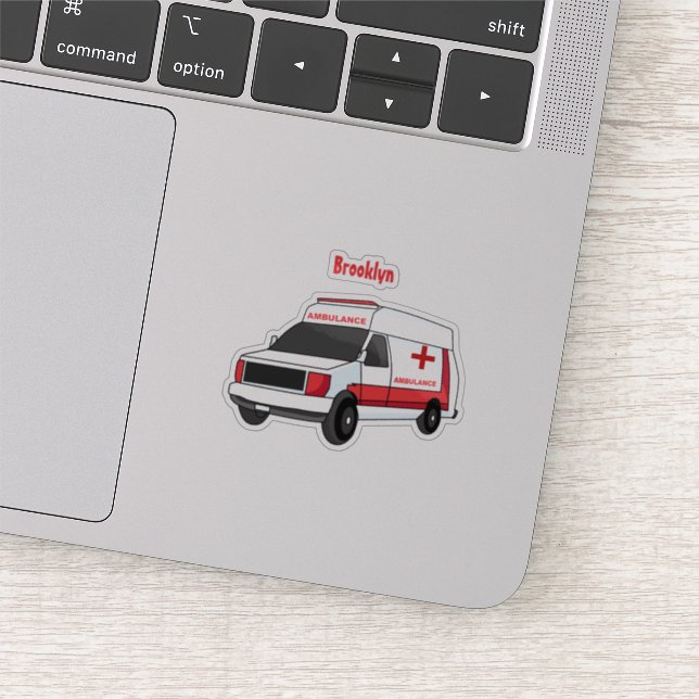Pegatina Una ambulancia roja curada van personalizado (Detalle)