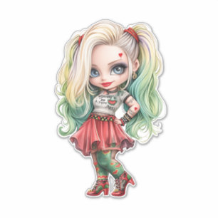 Pegatina Una Colección de Diseños de Halloween de una Chica