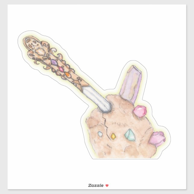 Pegatina Una espada en la piedra (Hoja)