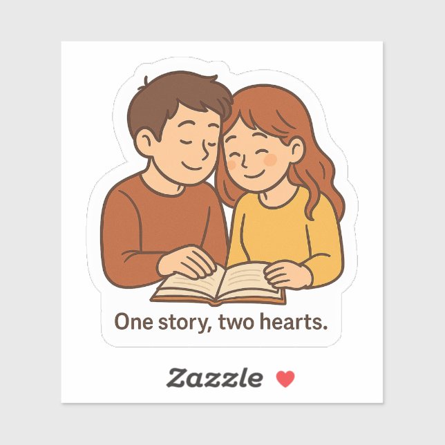 Pegatina Una historia dos parejas cardíacas (Hoja)