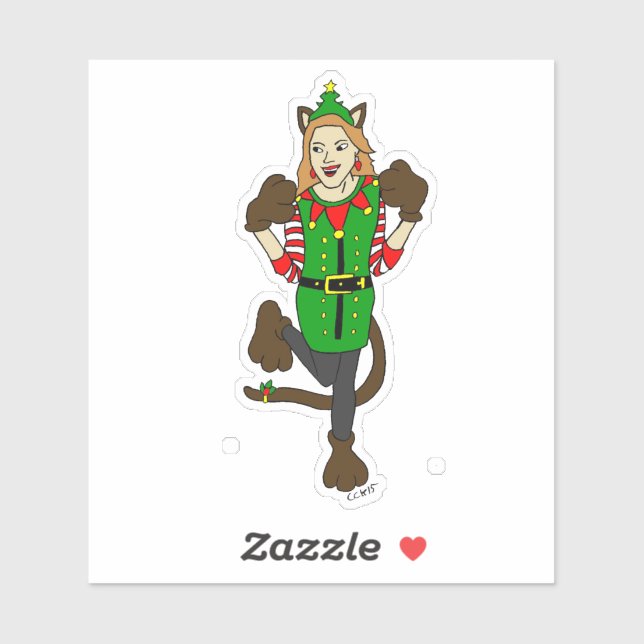 Pegatina una niña Navidad (Hoja)