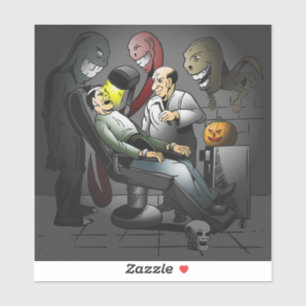 Pegatina Una noche de Halloween en la consulta del dentista