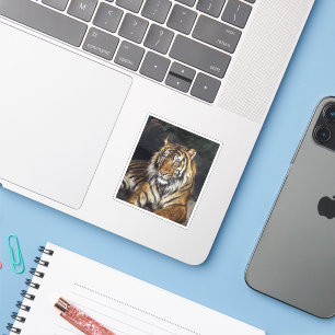 Pegatina Una pintura al óleo de un tigre reclinado (1866-19