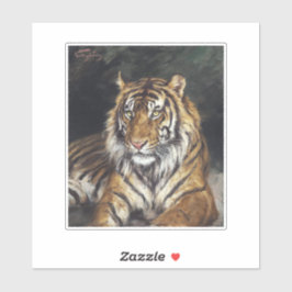 Pegatina Una pintura al óleo de un tigre reclinado (1866-19